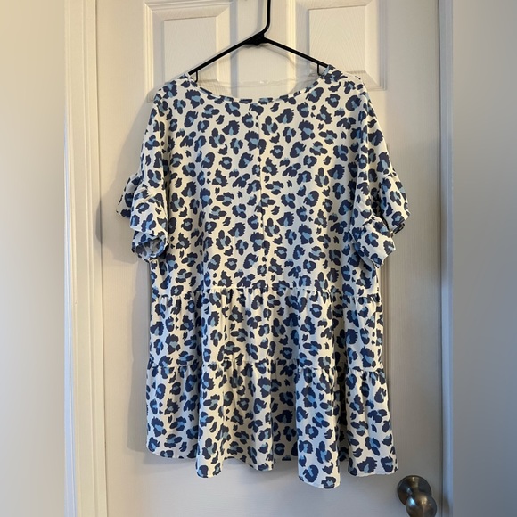 Chic Soul Jungle Path Top, Blue Size 1x - Picture 3 of 4